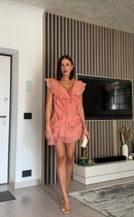 Roselline rochie ușoară de vară cu volane