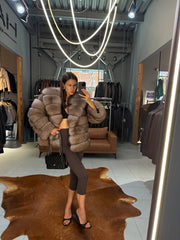 Emily jacheta din blana naturală de vulpe High Quality