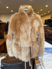 Anastasia Natural Toscana Sheepskin Coat with Drawstring