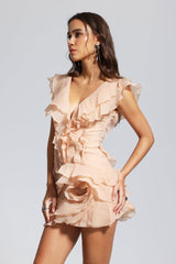 Roselline rochie ușoară de vară cu volane