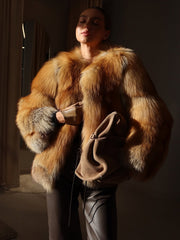 Alsou jacheta din blană naturală de vulpe canadiană. Calitate premium