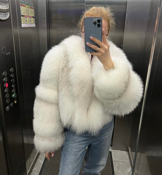 Natural Arctic Fox Fur in White KALINKA FURS