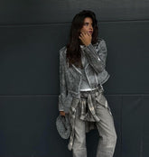 Washed effect short jacket. Jacheta scurta efect washed KALINKA FURS