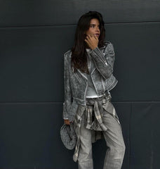 Washed effect short jacket. Jacheta scurta efect washed KALINKA FURS