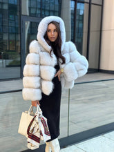 Natural polar fox fur coat