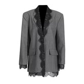 Elena gray jacket with black lace