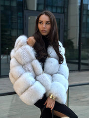 Haina din blană naturală de vulpe polară