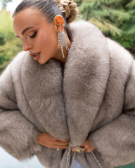 Elise Genuine fox fur coat with collar