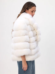 Haină scurtă din blană naturală de vulpe arctică