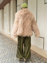 Amira Mongolian sheepskin coat with English collar