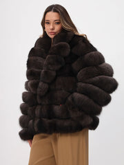 Haină scurtă din blană naturală de vulpe arctică