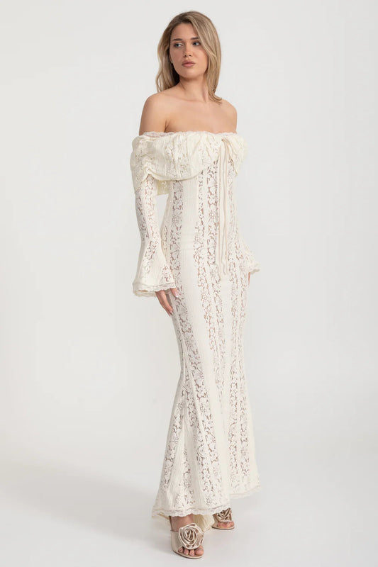 Mirella rochie lungă cu umerii decupați