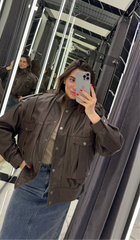 Brown natural leather jacket with staples. Geaca din piele naturala maro cu capse KALINKA FURS