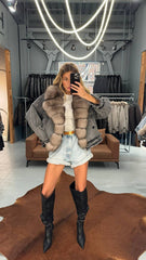 Denim Jacket with Marten Collar. Geaca din blugi cu guler din jder KALINKA FURS