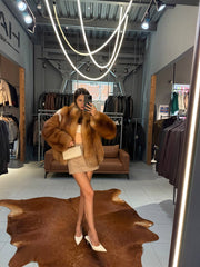 Tatu jacheta din blană naturală de vulpe canadiană. Ediție limitată