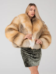 Elena Haină scurtă din blană naturală de vulpe de stepă