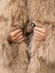Amira Mongolian sheepskin coat with English collar
