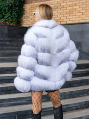 Anastasia Haină lungă din blană naturală de vulpe arctică