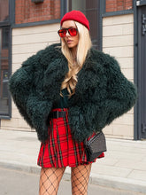 Manteau Ingrid en peau de mouton mongole à col anglais