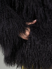 Selene Haină din blană naturală din oaie mongoleza, cu guler englezesc