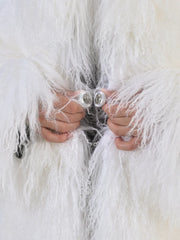 Clara Mongolian sheepskin coat with English collar