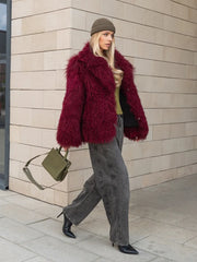 Manteau Clara en peau de mouton mongole à col anglais