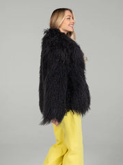 Selene Haină din blană naturală din oaie mongoleza, cu guler englezesc