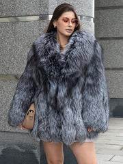 Diana Haină din blană naturală de vulpe argintie