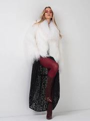 Manteau Amira en peau de mouton mongole avec col anglais