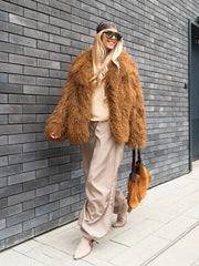 Irina Mongolian sheepskin coat with English collar