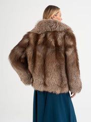Sofia Haină scurtă din blană naturală de vulpe cu guler englezesc