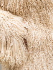 Manteau long Elora en fourrure naturelle de mouton mongol avec col anglais