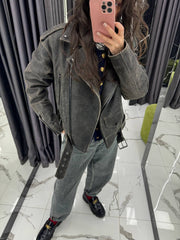 Biker Jacket Vintage Effect .Geaca de motociclist cu efect vintage KALINKA FURS