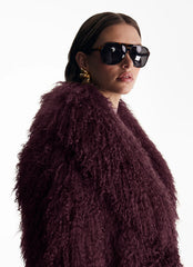 Fourrure de mouton mongol naturelle Alla. Longueur : 40 cm