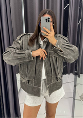 Leather Jacket. Gray color. Geaca din piele naturala. Culloarea gri. KALINKA FURS