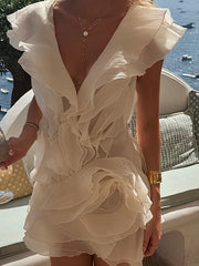 Roselline rochie ușoară de vară cu volane