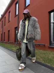 Blana mongoleza de culoare gri. Guler clasic. Lungime 60cm KALINKA FURS