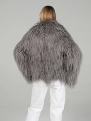 Lavinia Haină din blană naturală din oaie mongoleza, cu guler englezesc