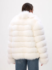 Haină scurtă din blană naturală de vulpe arctică