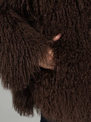 Manteau Irina en peau de mouton mongole à col anglais
