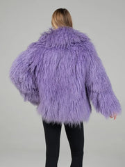 Sofia Haină din blană naturală din oaie mongoleza, cu guler englezesc