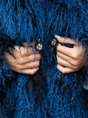 Manteau Selena en peau de mouton mongole à col anglais