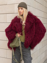 Clara Natural Mongolian sheepskin coat with English collar