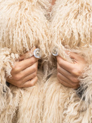 Manteau Elisa en peau de mouton mongole à col anglais