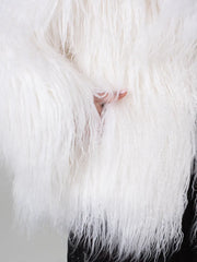 Manteau Amira en peau de mouton mongole avec col anglais