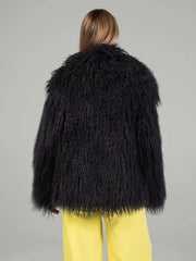 Selene Haină din blană naturală din oaie mongoleza, cu guler englezesc