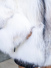 Valeria Haină lungă din blană naturală de vulpe arctică cu guler englezesc