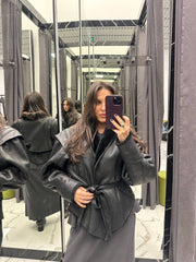 Shearling Vintage Jacket English Collar. Geaca de iarna din piele naturala si lana de oaie naturala KALINKA FURS