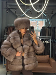 Emily jacheta din blana naturală de vulpe High Quality