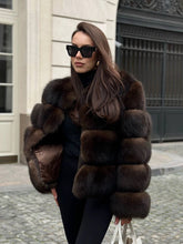 Mallou Natural fox fur coat, brown